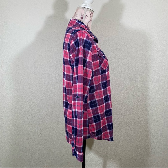 Passport sz:L Pink Plaid Button Down Top Long Sleeve - Picture 9 of 14